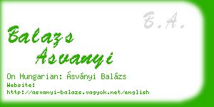 balazs asvanyi business card